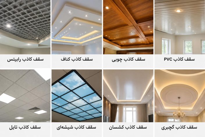 انواع سقف کاذب (رابیتس، کناف، چوبی ,..)+مزایا، معایب و کاربرد هر مدل