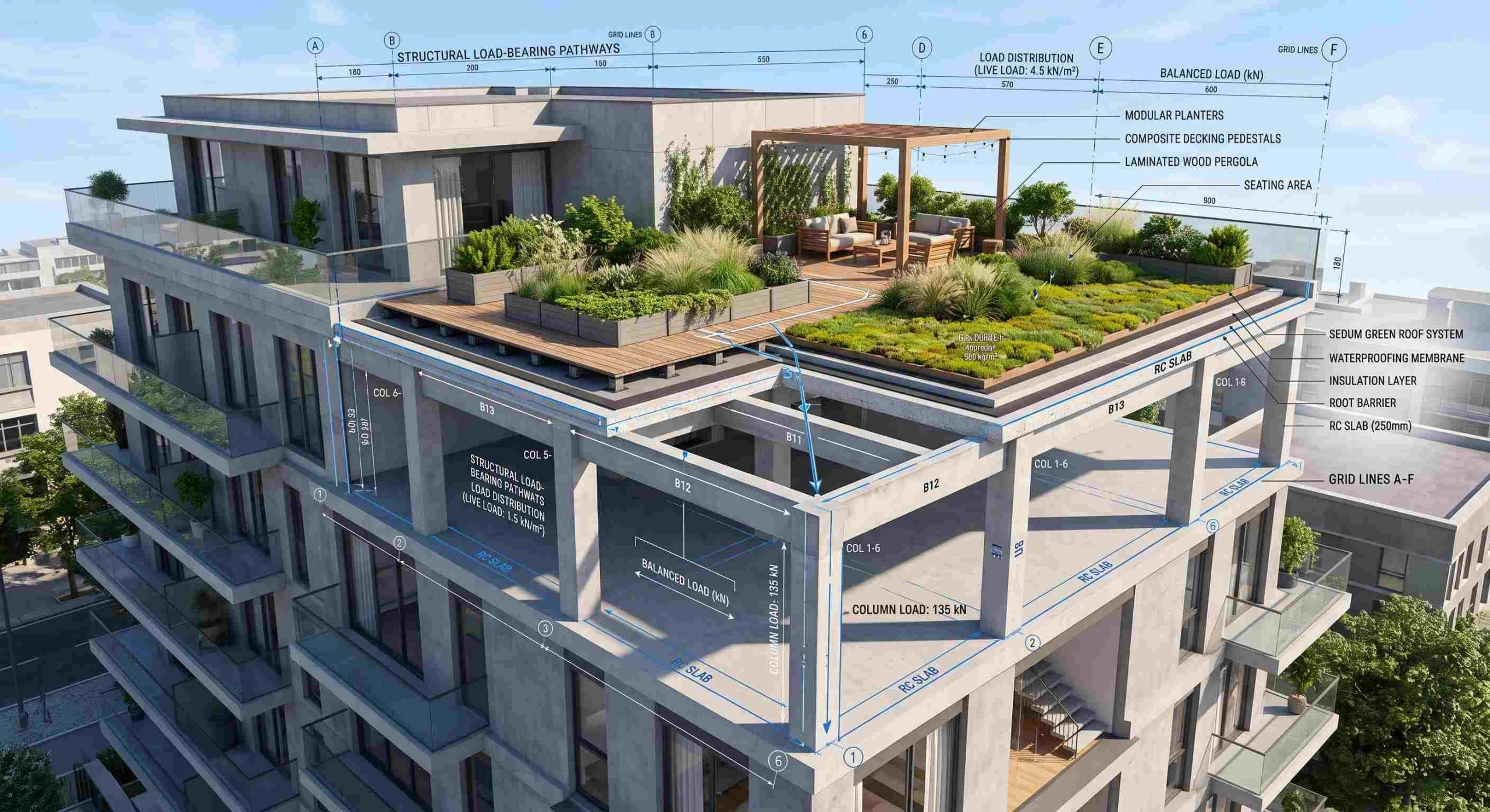 آیا پشت‌بام شما تحمل روف‌گاردن را دارد؟ راهنمای محاسبه بار سازه و ایمنی ساختمان